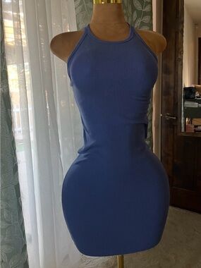 Old Navy Blue Ribbed Halter Mini Dress